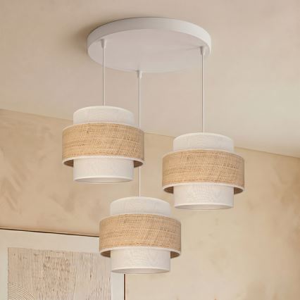 Brilagi - Lámpara colgante con cable SPACE 3xE27/60W/230V Ø 40 cm beige/crema