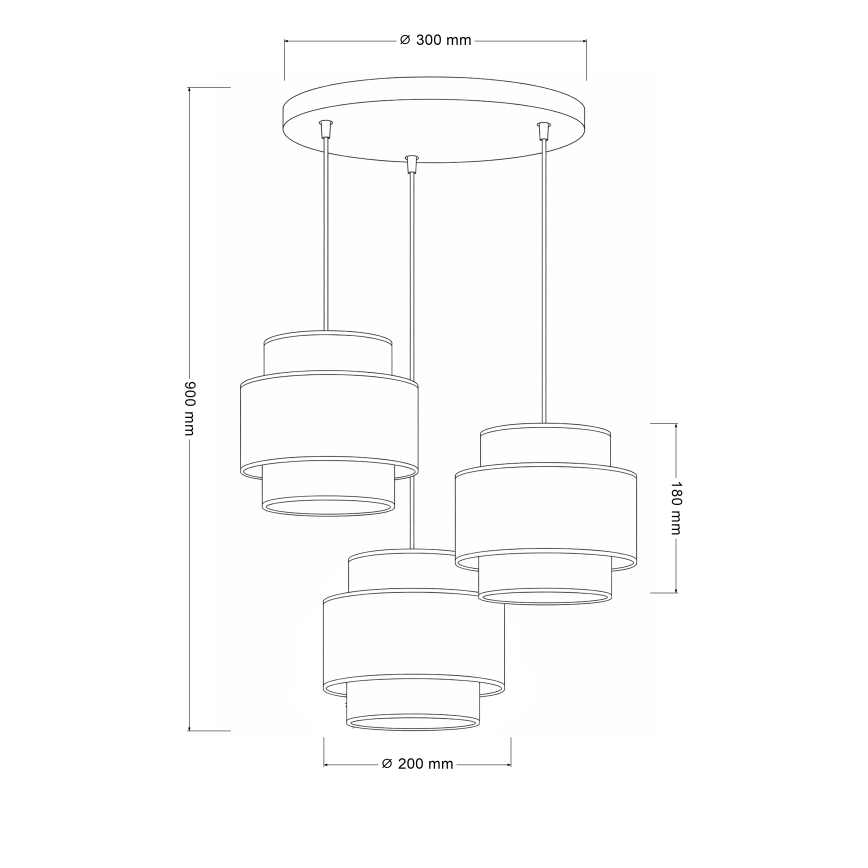 Brilagi - Lámpara colgante con cable SPACE 3xE27/60W/230V Ø 40 cm beige/crema