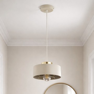 Brilagi - Lámpara colgante con cable SPRING 1xE27/60W/230V diámetro 20 cm beige/dorado
