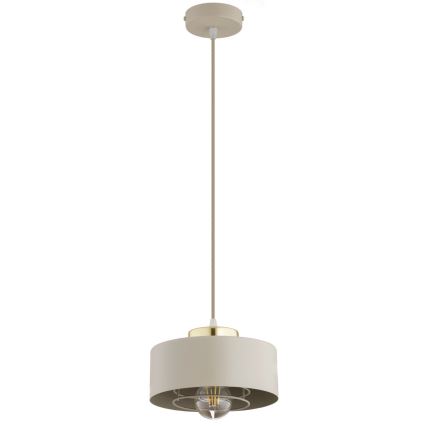 Brilagi - Lámpara colgante con cable SPRING 1xE27/60W/230V diámetro 20 cm beige/dorado