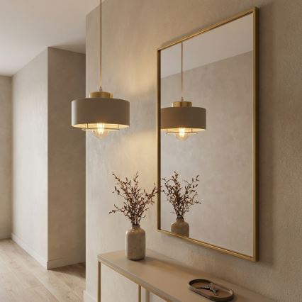 Brilagi - Lámpara colgante con cable SPRING 1xE27/60W/230V diámetro 20 cm beige/dorado
