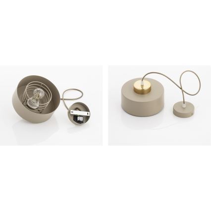Brilagi - Lámpara colgante con cable SPRING 1xE27/60W/230V diámetro 20 cm beige/dorado