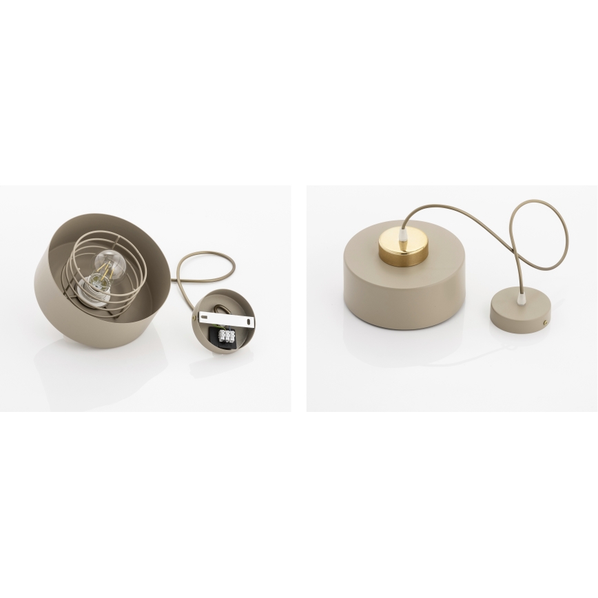 Brilagi - Lámpara colgante con cable SPRING 1xE27/60W/230V diámetro 20 cm beige/dorado