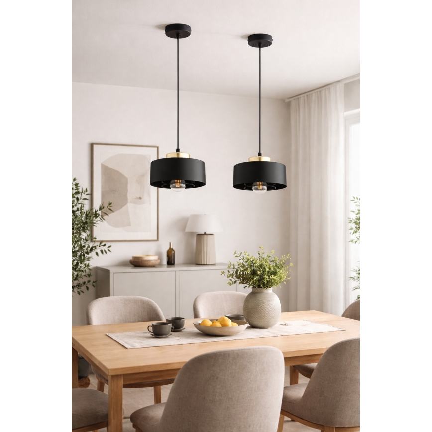 BRILAGI - Lámpara colgante con cable SPRING 1xE27/60W/230V Ø 20 cm negro/dorado