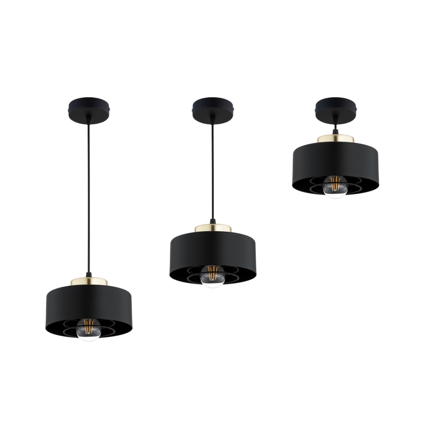 BRILAGI - Lámpara colgante con cable SPRING 1xE27/60W/230V Ø 20 cm negro/dorado