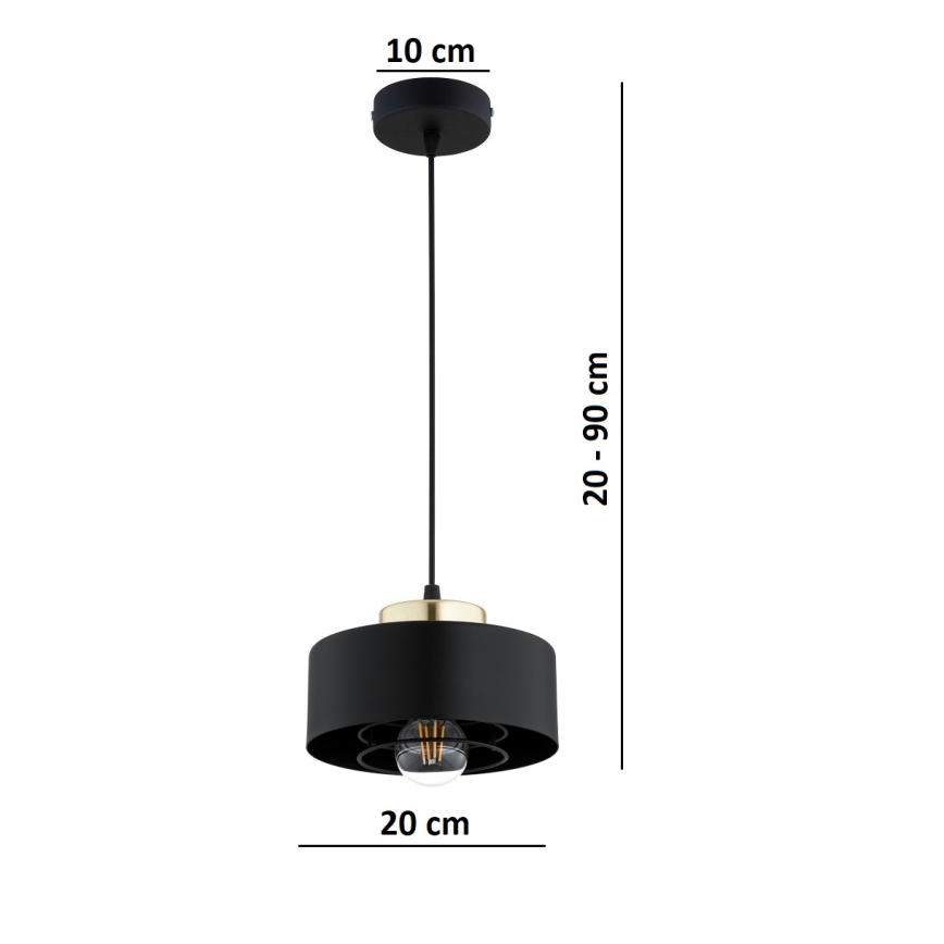 BRILAGI - Lámpara colgante con cable SPRING 1xE27/60W/230V Ø 20 cm negro/dorado