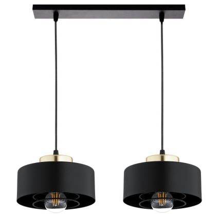 BRILAGI - Lámpara colgante con cable SPRING 2xE27/60W/230V negro/dorado