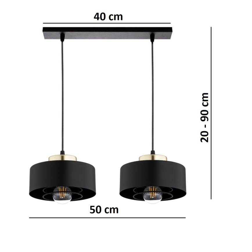 BRILAGI - Lámpara colgante con cable SPRING 2xE27/60W/230V negro/dorado