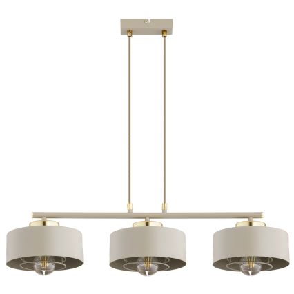 Brilagi - Lámpara colgante con cable SPRING 3xE27/60W/230V beige/dorado