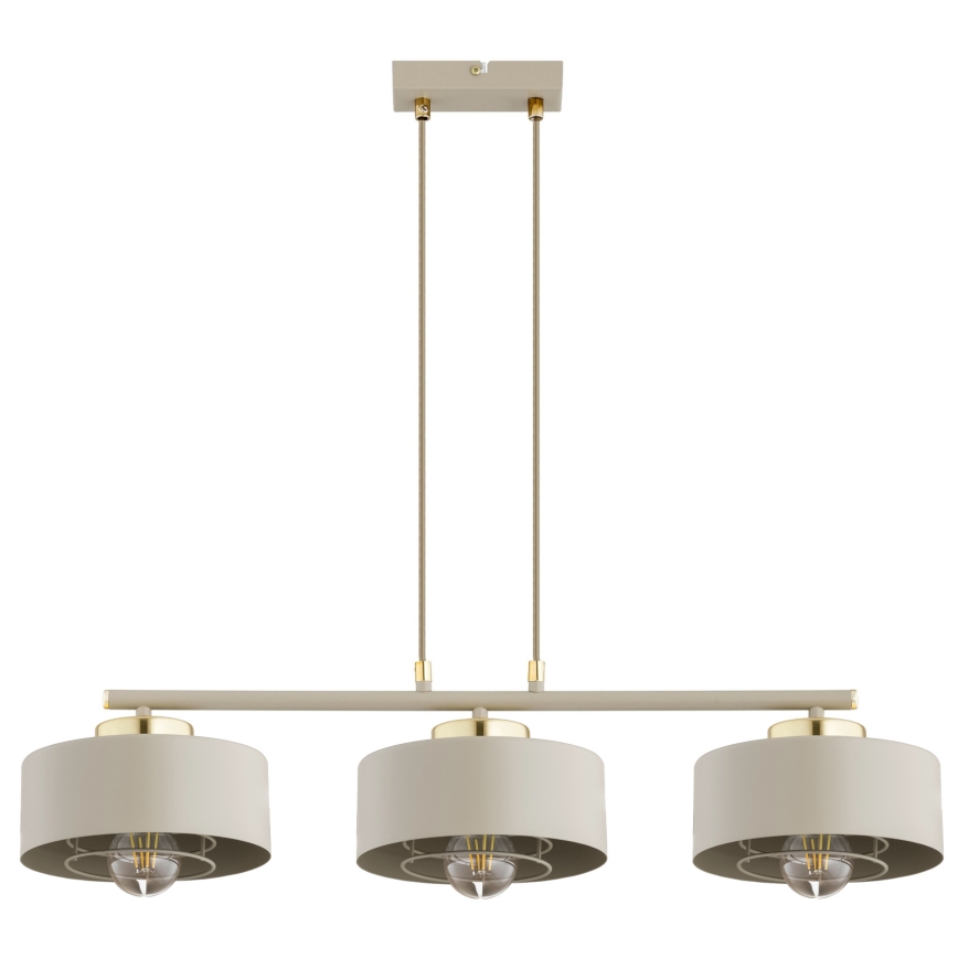 Brilagi - Lámpara colgante con cable SPRING 3xE27/60W/230V beige/dorado