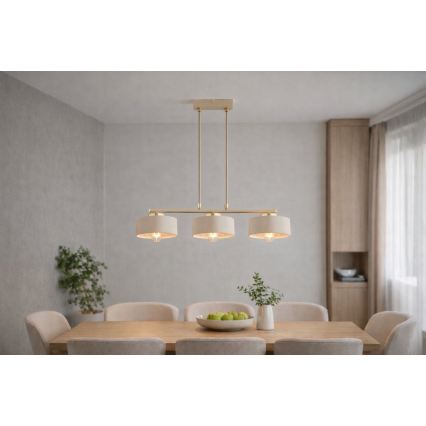 Brilagi - Lámpara colgante con cable SPRING 3xE27/60W/230V beige/dorado