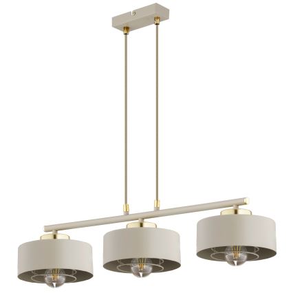 Brilagi - Lámpara colgante con cable SPRING 3xE27/60W/230V beige/dorado