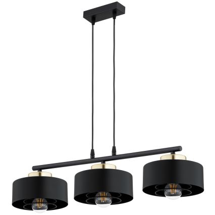BRILAGI - Lámpara colgante con cable SPRING 3xE27/60W/230V negra/dorada