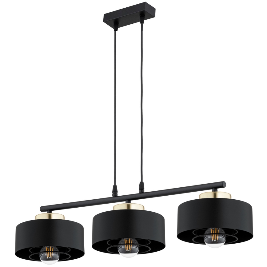 BRILAGI - Lámpara colgante con cable SPRING 3xE27/60W/230V negra/dorada