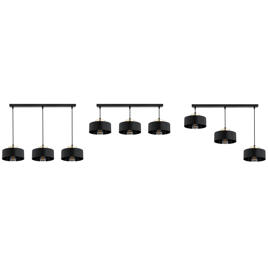 Brilagi - Lámpara colgante con cable SPRING 3xE27/60W/230V negro/dorado