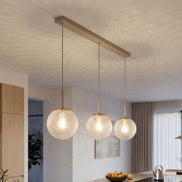 BRILAGI - Lámpara colgante con cable STELLA 3xE27/60W/230V beige/dorado