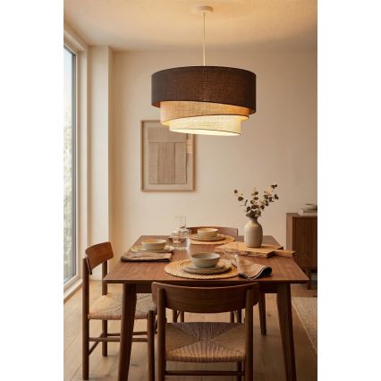 Brilagi - Lámpara colgante con cable TRIO 3xE27/60W/230V Ø 60 cm marrón/beige/blanco