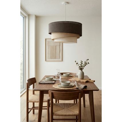 Brilagi - Lámpara colgante con cable TRIO 3xE27/60W/230V Ø 60 cm marrón/beige/blanco
