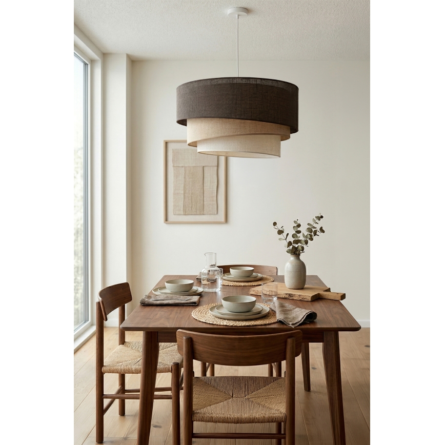 Brilagi - Lámpara colgante con cable TRIO 3xE27/60W/230V Ø 60 cm marrón/beige/blanco