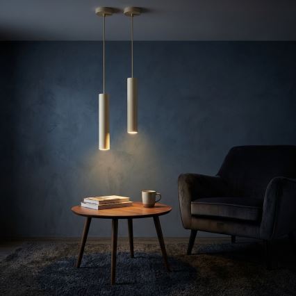 Brilagi - Lámpara colgante con cable TUBE 1xGU10/15W/230V beige/oro