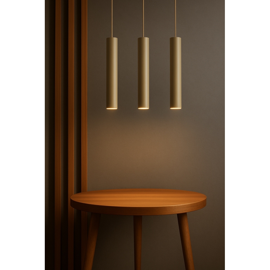 Brilagi - Lámpara colgante con cable TUBE 1xGU10/15W/230V beige/oro