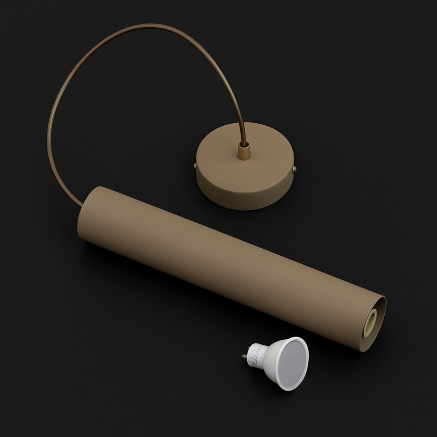 Brilagi - Lámpara colgante con cable TUBE 1xGU10/15W/230V beige/oro