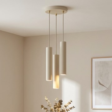 Brilagi - Lámpara colgante con cable TUBE 3xGU10/15W/230V beige/dorado