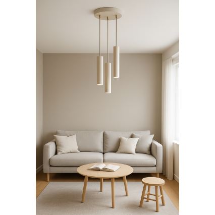 Brilagi - Lámpara colgante con cable TUBE 3xGU10/15W/230V beige/dorado