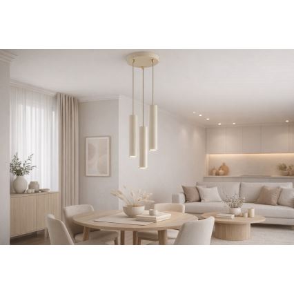 Brilagi - Lámpara colgante con cable TUBE 3xGU10/15W/230V beige/dorado
