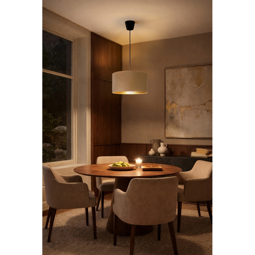 Brilagi - Lámpara colgante con cable VELVET 1xE27/60W/230V Ø 40 cm beige/dorado
