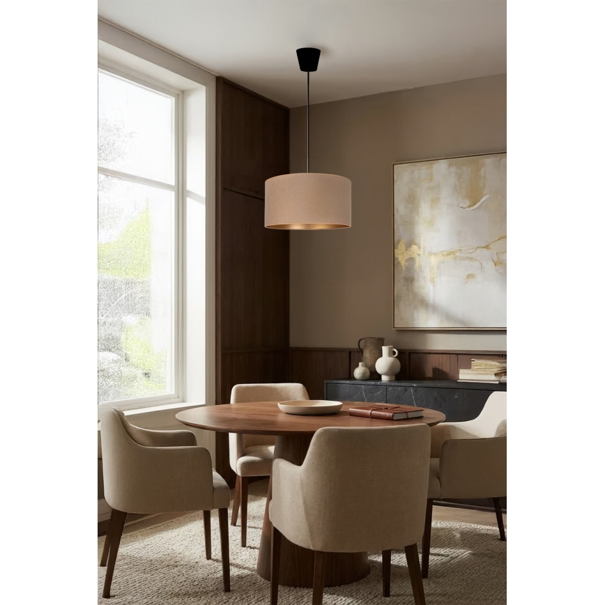 Brilagi - Lámpara colgante con cable VELVET 1xE27/60W/230V Ø 40 cm beige/dorado