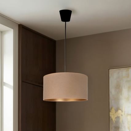 Brilagi - Lámpara colgante con cable VELVET 1xE27/60W/230V Ø 40 cm beige/dorado