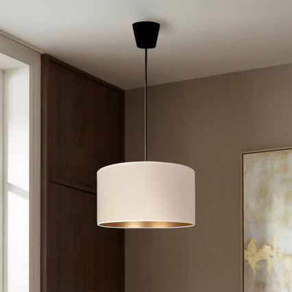 Brilagi - Lámpara colgante con cable VELVET 1xE27/60W/230V Ø 40 cm crema/dorada