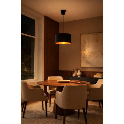 Brilagi - Lámpara colgante con cable VELVET 1xE27/60W/230V Ø 40 cm negra/dorada
