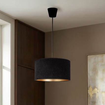 Brilagi - Lámpara colgante con cable VELVET 1xE27/60W/230V Ø 40 cm negra/dorada