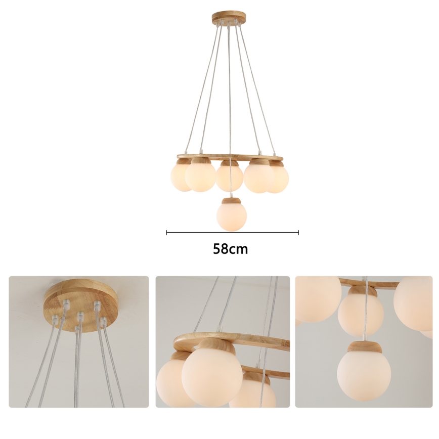 BRILAGI - Lámpara colgante con cable VISBY WOOD 6xE27/60W/230V Ø 58 cm de madera