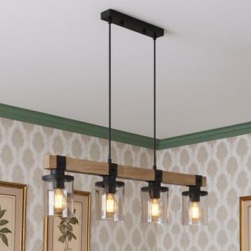 Brilagi - Lámpara colgante con cable VISTA 4xE27/60W/230V roble