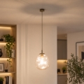 BRILAGI - Lámpara colgante con cable VULCANO 1xE27/15W/230V diámetro 25 cm beige/beige ahumado