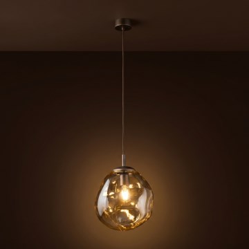 Brilagi - Lámpara colgante con cable VULCANO 1xE27/15W/230V marrón/beige ahumado
