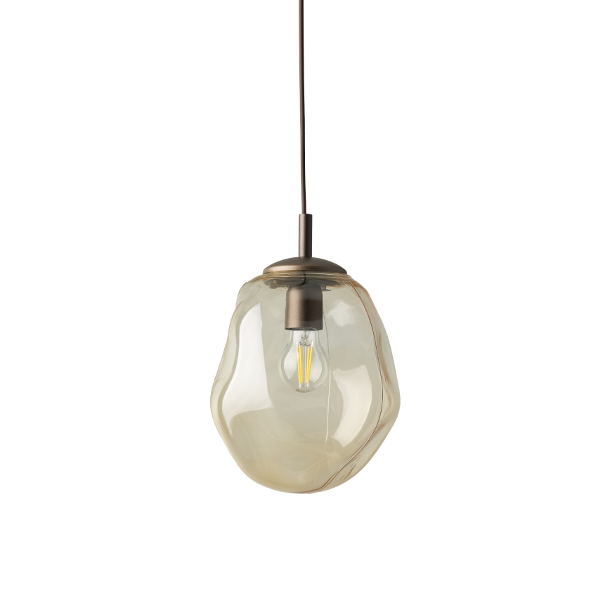 Brilagi - Lámpara colgante con cable VULCANO 1xE27/15W/230V marrón/beige ahumado