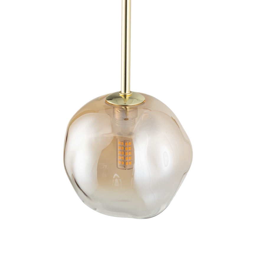 Brilagi - Lámpara colgante con cable VULCANO 1xG9/8W/230V dorada/beige ahumado