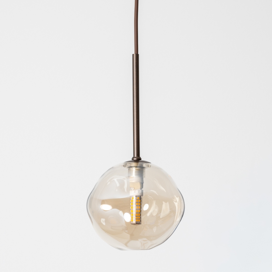 BRILAGI - Lámpara colgante con cable VULCANO 1xG9/8W/230V Ø 15 cm bronce/beige ahumado