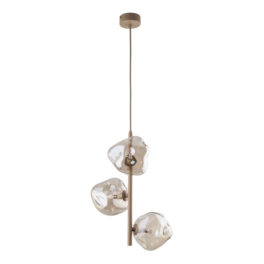 Brilagi - Lámpara colgante con cable VULCANO 3xG9/8W/230V beige/ahumado beige