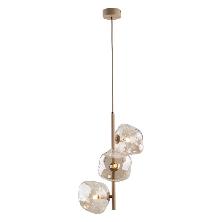Brilagi - Lámpara colgante con cable VULCANO 3xG9/8W/230V beige/ahumado beige