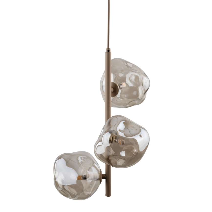 Brilagi - Lámpara colgante con cable VULCANO 3xG9/8W/230V beige/ahumado beige