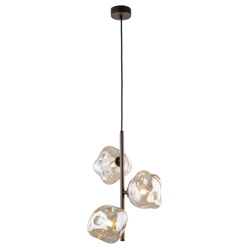 Brilagi - Lámpara colgante con cable VULCANO 3xG9/8W/230V marrón/beige ahumado