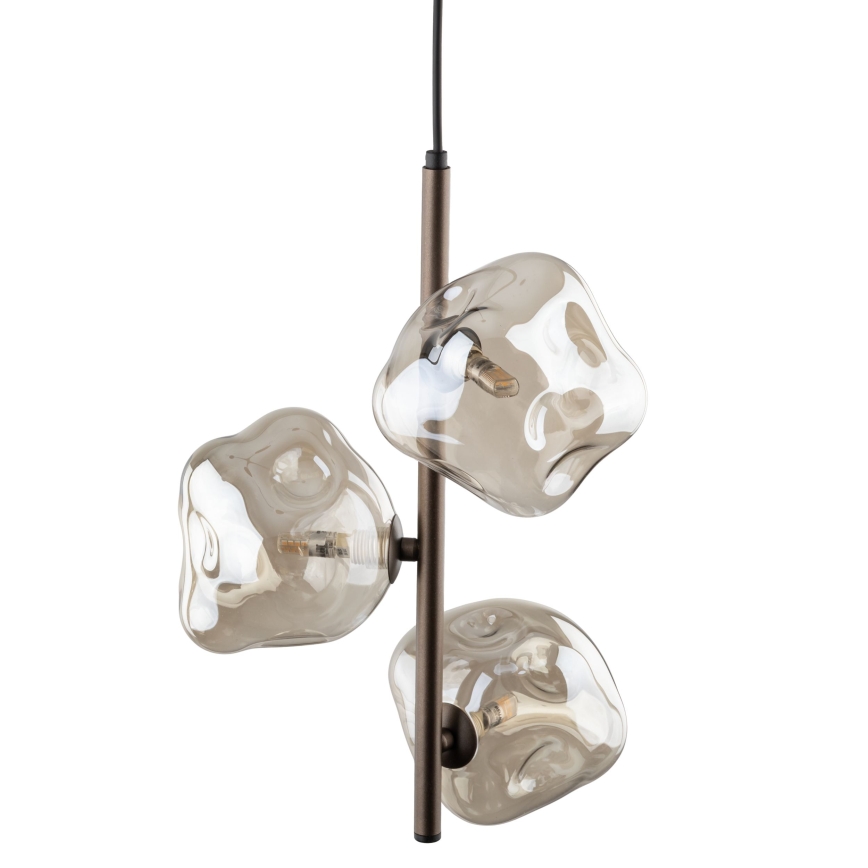Brilagi - Lámpara colgante con cable VULCANO 3xG9/8W/230V marrón/beige ahumado