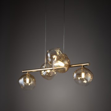 Brilagi - Lámpara colgante con cable VULCANO 5xG9/8W/230V dorada/beige ahumado