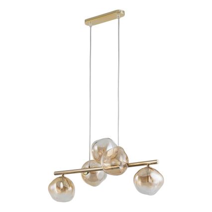Brilagi - Lámpara colgante con cable VULCANO 5xG9/8W/230V dorada/beige ahumado