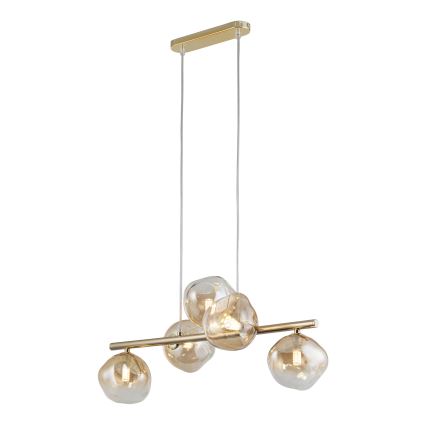 Brilagi - Lámpara colgante con cable VULCANO 5xG9/8W/230V dorada/beige ahumado
